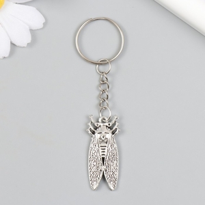 Брелок металл "Цикада" серебро 1,5х3,6 см