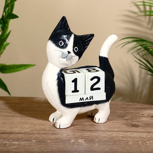 Вечный календарь «Котик», 15×22×6 см, дерево