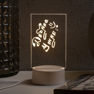 Ночник с маркером для заметок, прямоугольник, 10×19×10 см, USB, свечение тёплое белое