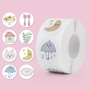 Наклейка бумага «Котик на даче», d=2.5 см, 500 шт. в рулоне, 3×5.5×5.5 см