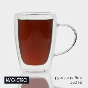 Кружка с двойными стенками «Дуо», 330 мл, 12×8.5×11.5 см, стекло