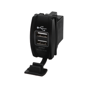 Зарядное устройство, 12-24 В, 2 USB, 3,1 А, чёрный, пластик