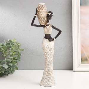 Фигурка полистоун «Африканка с плетёным кувшином», 28×11×5.5 см