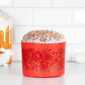 Форма бумажная для кулича «Красная Пасха», 13.4×10 см, МИКС