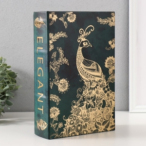 Шкатулка книга-сейф «Золотой павлин», дерево, искусственная кожа, тиснение, 27×18×7 см