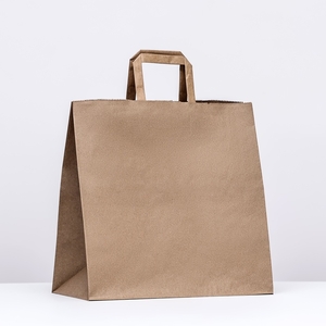 Пакет бумажный крафт, плоская ручка32×18×32 см, 90 г/м²