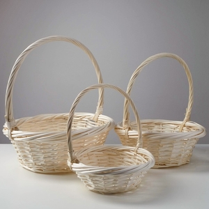 Набор корзин плетёных, 3 шт., 36×14/39 см, 30×12/34 см, 23×8/25 см, ива отбеленная