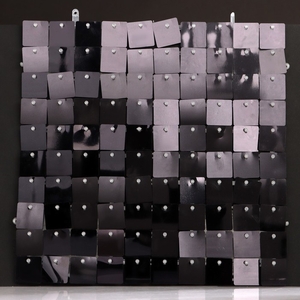 Панель с пайетками для фотозоны, квадратные, 30×30 см, чёрная