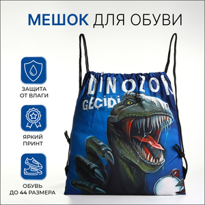 Мешок для обуви на шнурке, чёрный, синий