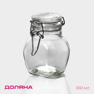 Банка ля хранения сыпучих Доляна «Овал», 100 мл, 5.5×9 см, с бугельным замком, стекло