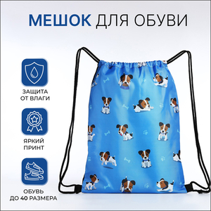 Мешок для обуви на шнурке, синий