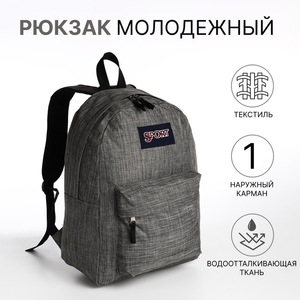 Рюкзак школьный на молнии, с карманом, графитовый