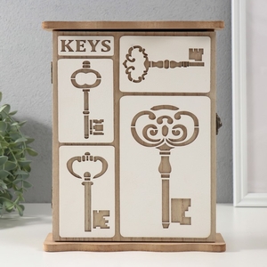 Ключница настенная «Ключи», дерево, 6 крючков, 6.2×19.5×25.2 см