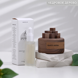 Набор деревянный диффузор Hantt Aroma, кедровое дерево, с эфирным маслом 10 мл в коробке