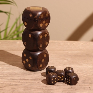 Кубики игральные в шкатулке, 12×4×4 см, дерево шишам