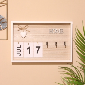 Сувенир вечный календарь HOME, 2.5×30×20 см, дерево, белый