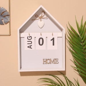 Сувенир вечный календарь подвесной HOME, 5×20×28 см, дерево, белый