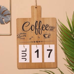 Сувенир вечный календарь подвесной Coffee, 0.7×17×26.5 см, дерево, бесцветный