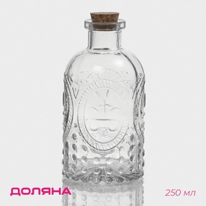 Банка для сыпучих Доляна «Парфе. Династия», 250 мл, 6.5×13 см, с пробковой крышкой, стекло, прозрачная