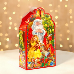 Подарочная коробка новогодняя Фигурная малая «Сияние праздника» 10.5×5.6×20.5 см
