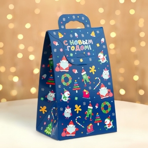 Подарочная коробка новогодняя Сумочка мини «Новогодний арт» 14×10×22.3 см