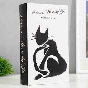 Шкатулка книга-сейф «Чёрная кошка», дерево, искусственная кожа, 21×13×5 см