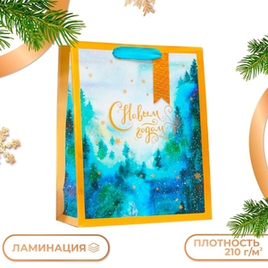 Пакет подарочный новогодний ламинированный «Сновым годом», 26×32×12 см