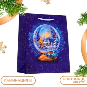 Пакет подарочный новогодний ламинированный «Стеклянный шар», 18×22.3×10 см