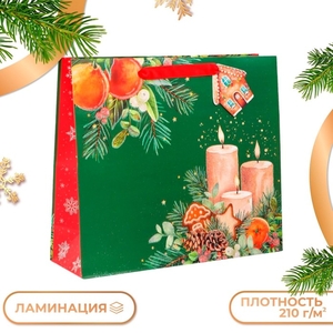 Пакет подарочный новогодний ламинированный «Уют», люкс, 36×32×12 см