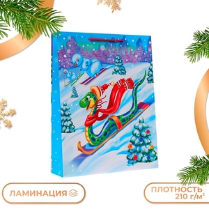 Пакет новогодний подарочный «Наперегонки Символ года», упаковка, 33×42.5×10 см