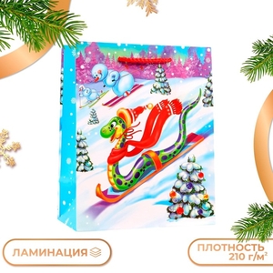 Пакет новогодний подарочный «Наперегонки Символ года», упаковка, 18×22.3×10 см
