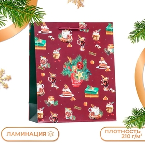 Пакет подарочный новогодний ламинированный «В ожидании чуда », 26×32×12 см