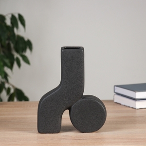 Ваза «Олав», d=4 см, 19.5×16 см, керамика, чёрная