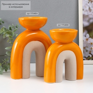 Подсвечник керамика на 1 свечу «Медуза», песочно-оранжевый, 11.7×8×15 см