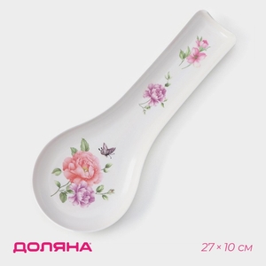 Подставка под ложку «Изобилие», пластик, 27×10 см, белая, рисунок МИКС