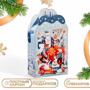 Подарочная новогодняя коробка «Фантазия» в зелёном, упаковка, 11.1×5.8×20.5 см