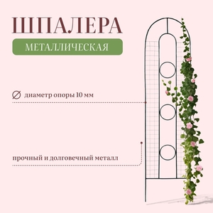 Шпалера, 200×50×1 см, металл, зелёная, «3 кольца»
