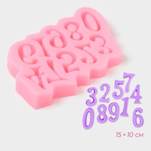Молд «Цифры», силикон, 15×10 см, МИКС
