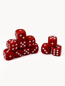 Кубики игральные, 1.6×1.6 см, набор 50 шт., красные