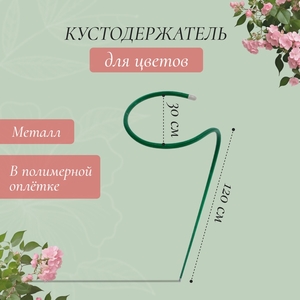 Кустодержатель для цветов, d=30 см, h=120(±5) см, ножка d=1 см, металл, зелёный