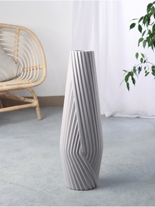 Ваза напольная «Айко», 58×13 см, керамика, серая