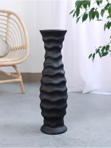 Ваза напольная «Каро», 58×13 см, керамика, чёрная