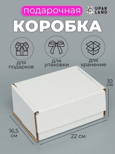 Коробка самосборная, белая, 22×16.5×10 см