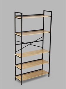 Стеллаж металлический для склада, 5 полок, дерево, 174×89×33 см, чёрный