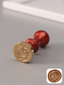 Печать для сургуча с пластиковой ручкой «Венок с буквой U», 2.5×2.5×6.3 см