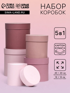 Набор круглых подарочных коробок 5 в 1 «Кофе с молоком», 20×20 ‒ 14×14 см