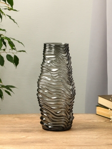 Ваза «Ванесса», полосы, 30×12 см, стекло, серая