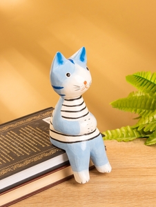 Сувенир «Кот сидячий» цв. голубой, 6×6×15 см, дерево