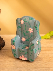 Мебель для кукол «Кресло с цветами», 6×5×9.5 см, дерево, серая