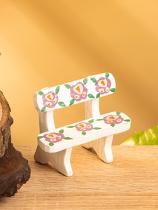 Мебель для кукол «Скамейка с цветами», 6.5×3.5×6 см, дерево, белая